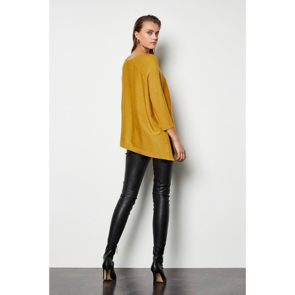 Karen Millen Sweaters - KAREN MILLEN YELLOW WOOL BLEND FINE GAUGE ASYMMETRIC JUMPER SWEATER SZ M / L